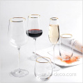 مجموعة نظارات نبيذ حافة الذهب المخصصة يدويًا